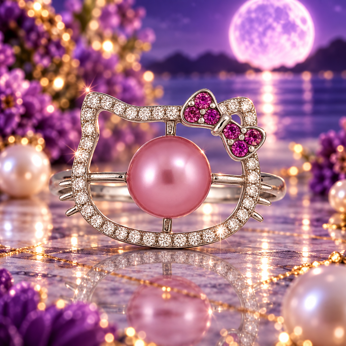 Hello Kitty Ring Mount .925 Sterling Silver