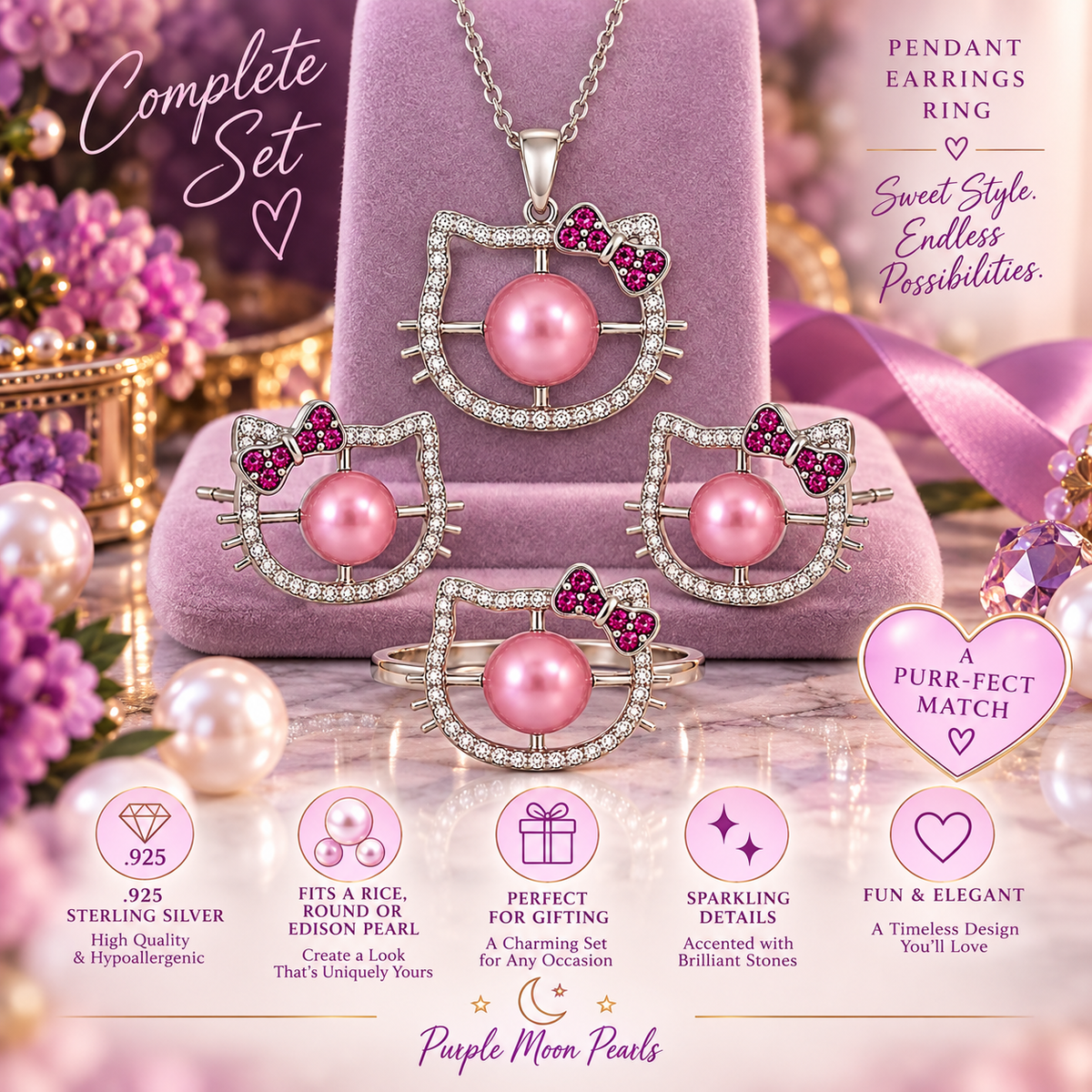 Hello Kitty .925 Sterling Silver Gift Set