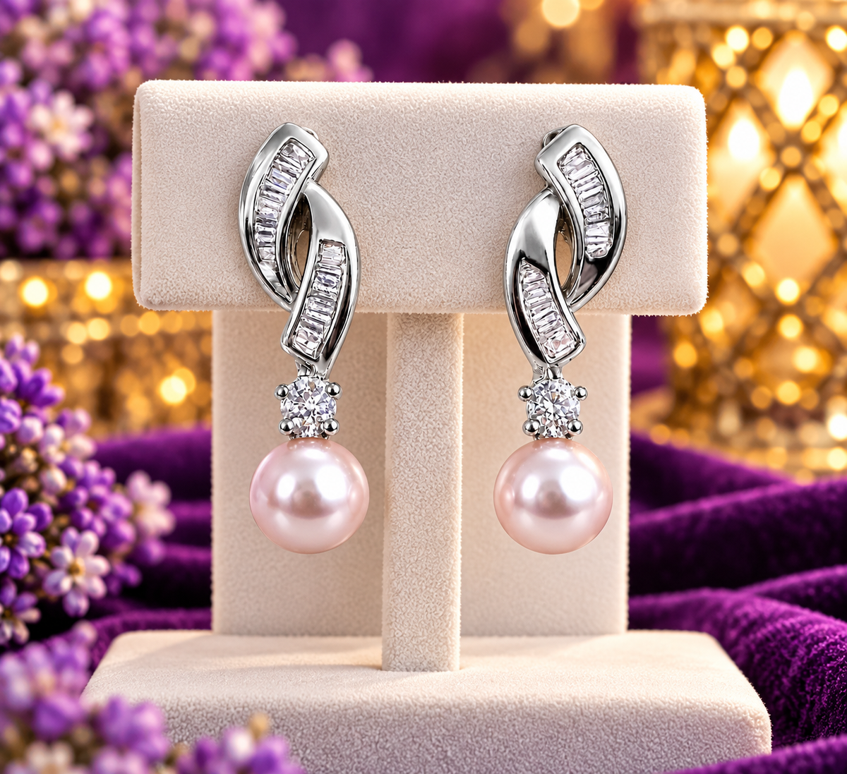Sterling Silver Baguette Drop Earrings