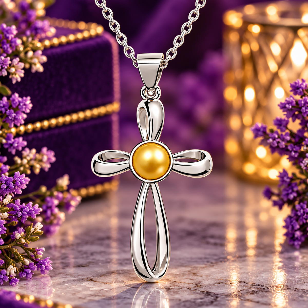 Eternal Grace Pearl Cross Pendant